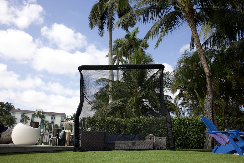 Net Return net set up in a backyard