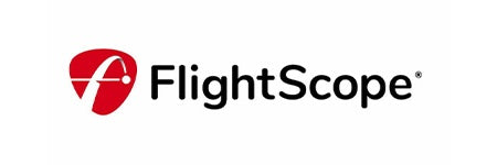 Logo of FlightScope, featuring a stylized red and white design on the left and the brand name in black text on the right.