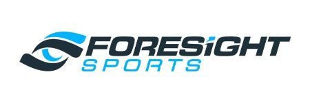 Logo of Foresight Sports with an abstract eye design on the left, and "Foresight Sports" text in blue and black.