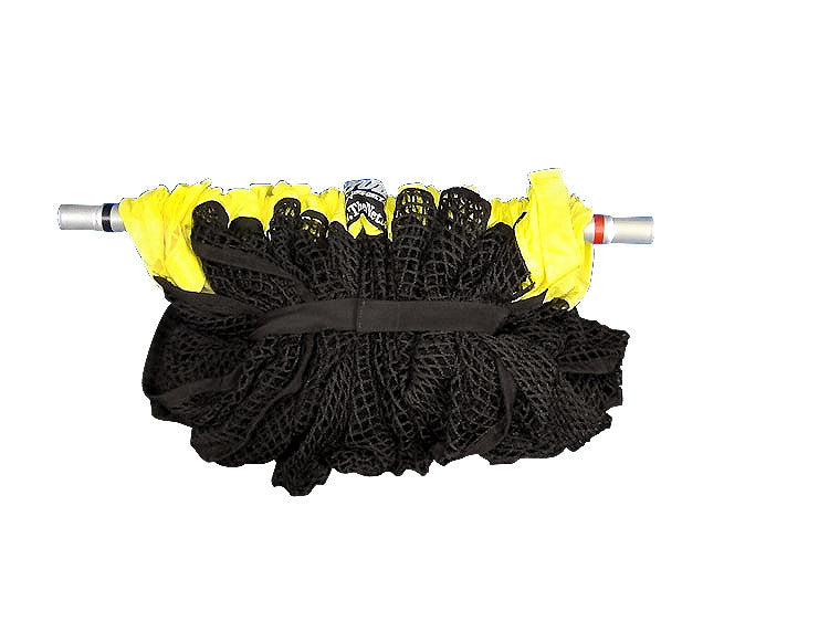 The Extra Point - Replacement Net (Yellow) by The Net Return is made from commercial-grade netting and features distinctive yellow and black sections with metal poles at each end, set against a white background.