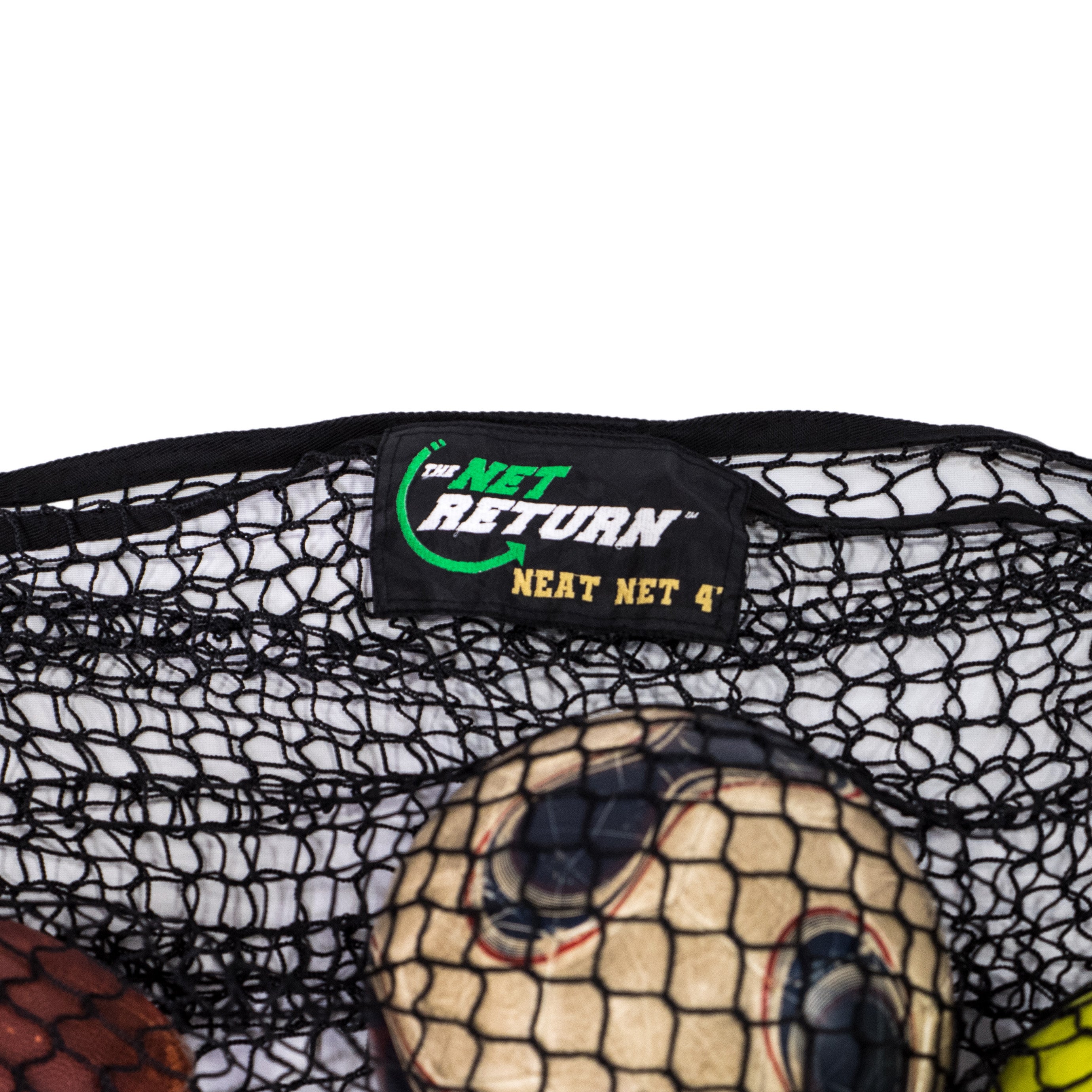 A net labeled "The Net Return" contains various sports balls.