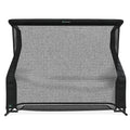 A black sports net with a rectangular frame, designed for returning balls in various sports practices.
