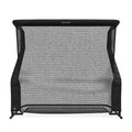 A black golf ball return net with a square frame and mesh netting.