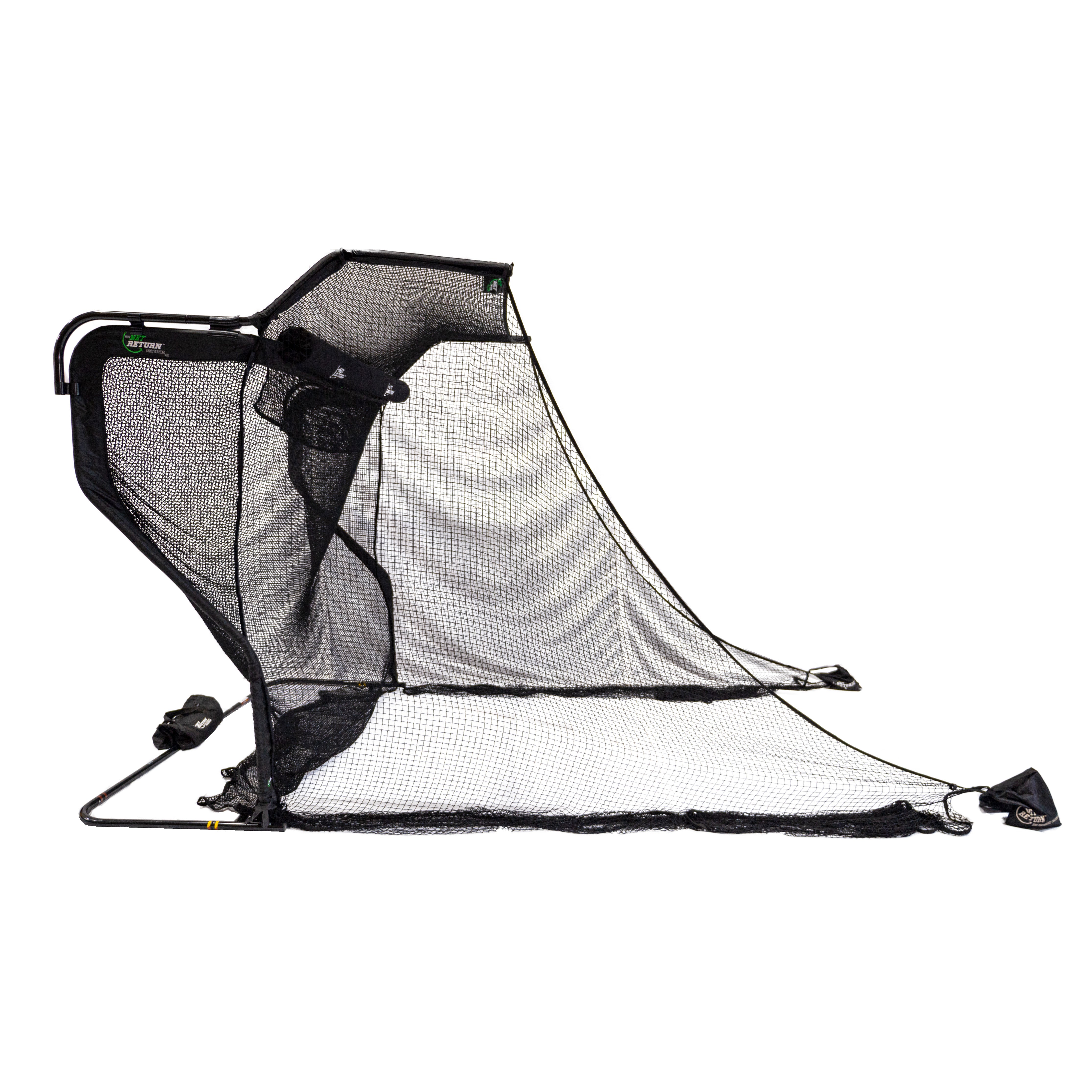 Golf practice net with a wide ball-catching area and sturdy frame, designed for indoor and outdoor use.