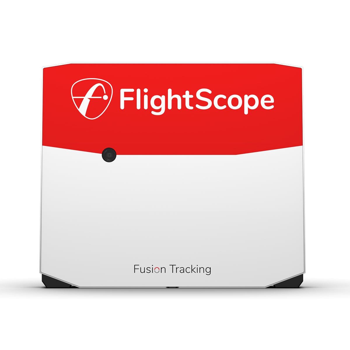 The FlightScope Golf X3, in white and red, features Fusion Tracking technology, ideal for improving skills on simulated golf courses.