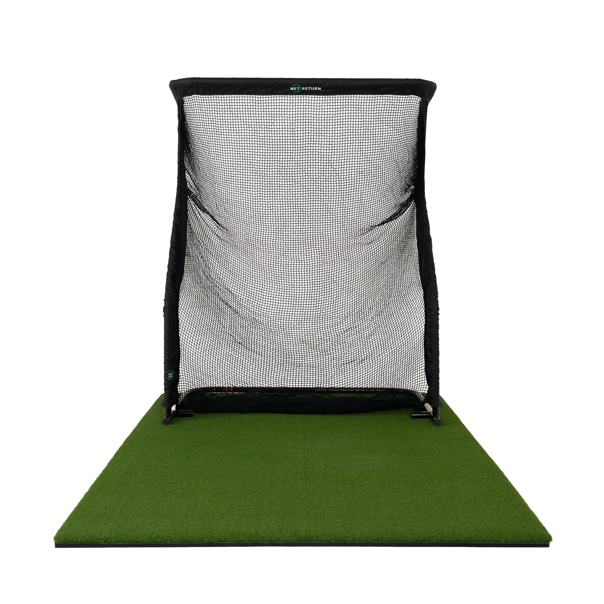 The Net Return Mini Pro golf net with turf, front view