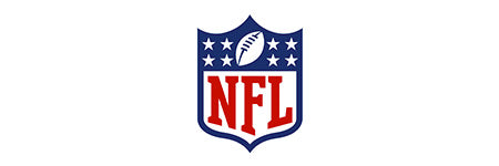 NFL logo featuring a shield with a football and stars above the red letters "NFL.