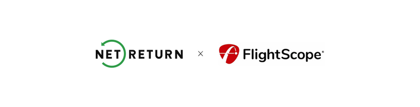 Net Return and FlightScope logos side by side with an "x" between them.