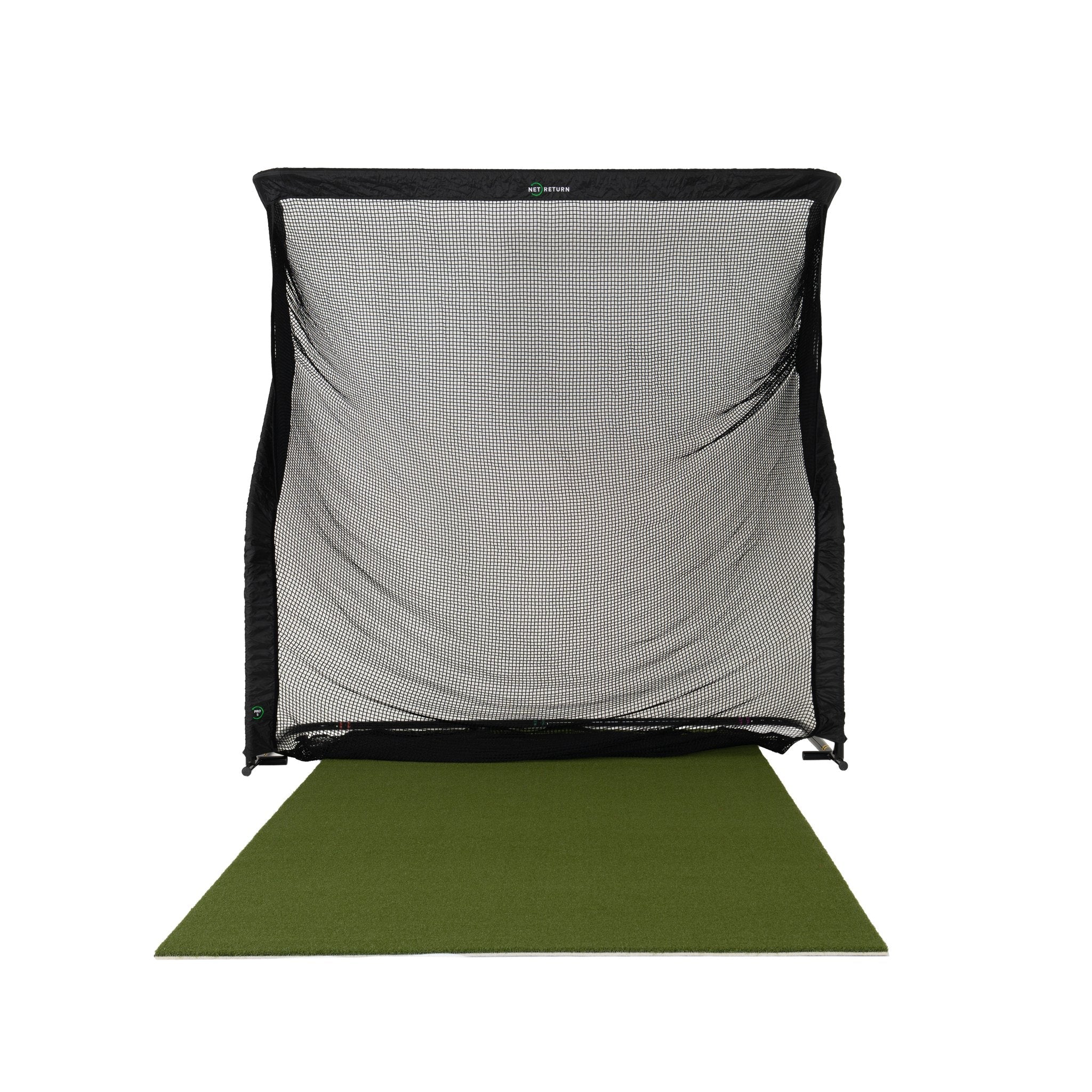 The Net Return Pro Series 8 golf net with turf, front view