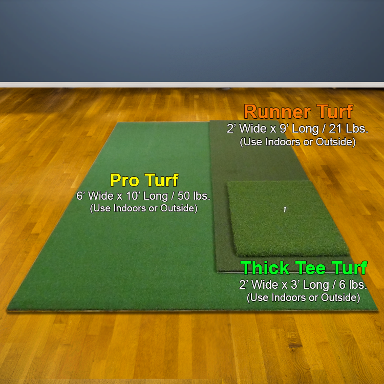 Pro Turf, Runner Turf, Thick Tee Size Comparison