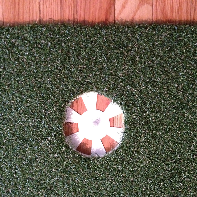 Top View of Putting Cup Base Installed in Golf Turf